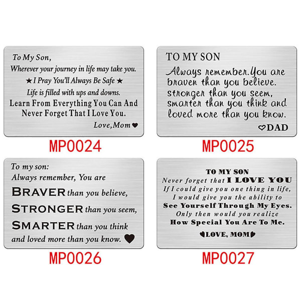 Metallinen käyntikortti ruostumattomasta teräksestä valmistettu lompakkoklipsi, kortti, jossa on kirjaimia poikalahjoja MP0027