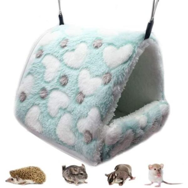 Gnagare Sovplysch Leksak Litet hamsterhus Hängmatta Leksakssäng Hus för marsvin Kanin Chinchilla Ferret, Cyan 14x12c