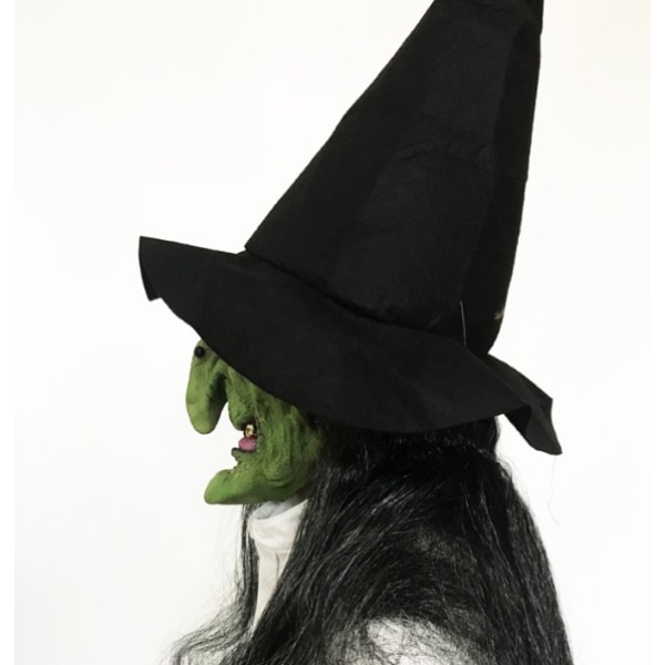 Halloween langt hår grimace maske horror heks skræmmende maske latex pandebånd hat prom performance rekvisitter