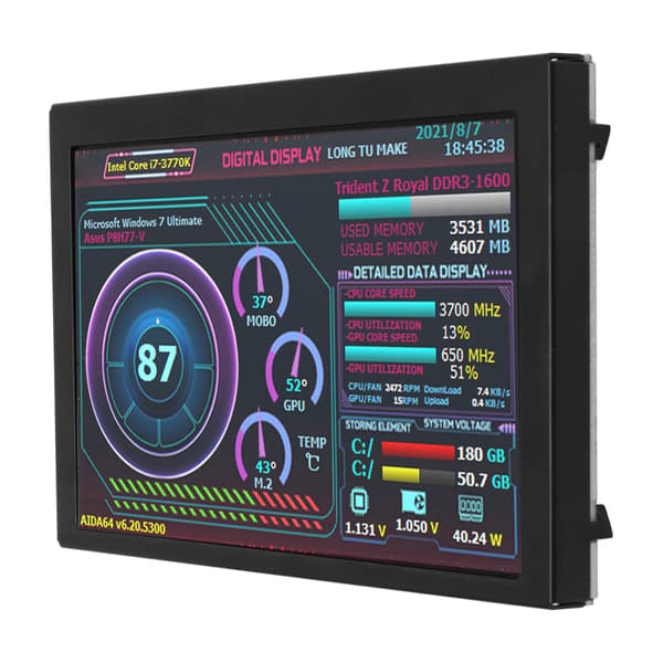 5 tommer Dator Temp Monitor IPS USB Mini Skærm PC Sensor Panel Dynamisk Display AIDA64 CPU RAM Data Monitor