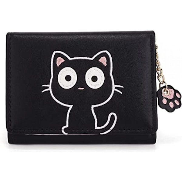 Kawaii plånbok för flickor Söt kattklo blixtlås Myntväska Organizer för kvinnor A916-766 Black