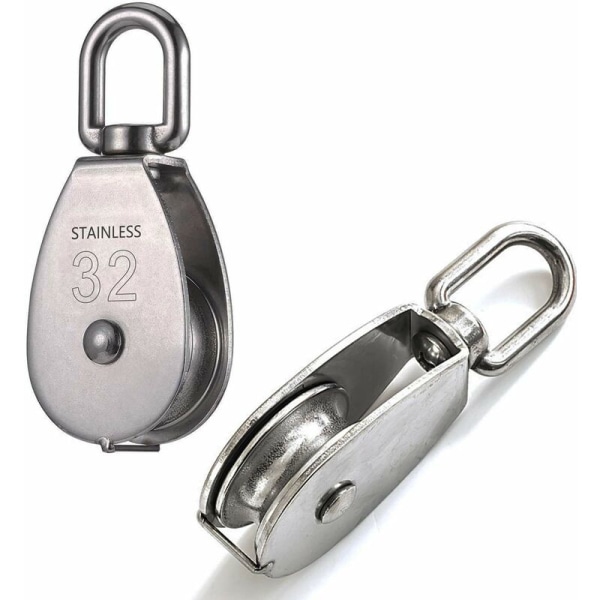 2 stk M32 304 rustfrit stål remskive dobbelt swing remskive dobbelt remskive glide