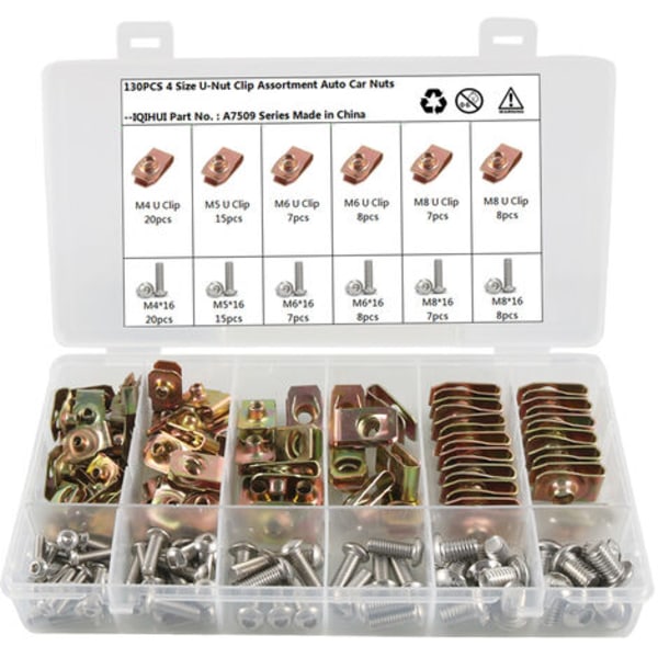 130st - 4 sorters spännmutter/rörmutter/klämmutter Tillämplig: bil