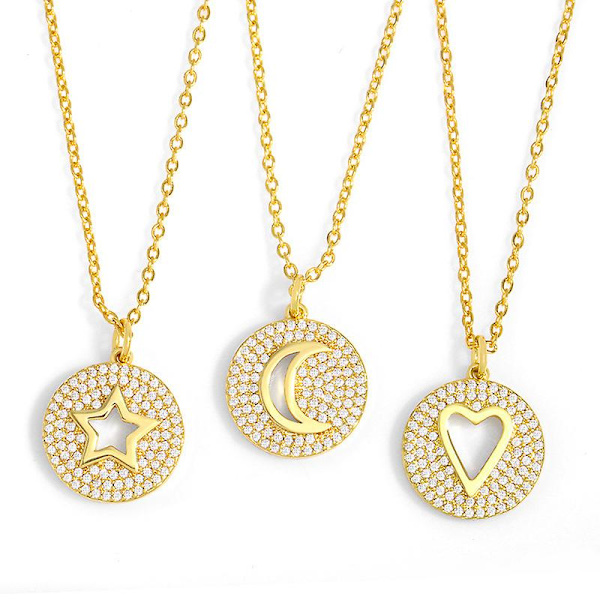 Halsband Vintage Zircon Heart Stud Modesmycken Ac10184 moon