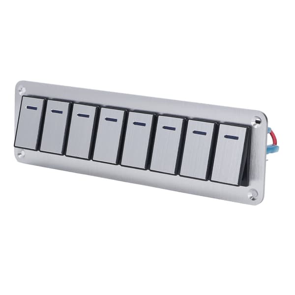 Vippekontaktpanel 8-vejs 3-benet LED Enkelt blåt lys indikerer tænd/sluk-kontaktpanel 12-24V