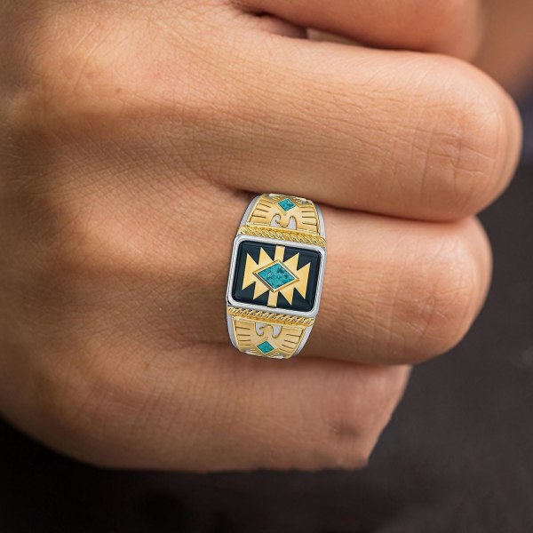 Snidade Knuckle Rings Totem Antik Golden Creative Eagle Snidade Symbol Ring för vardagen US 9