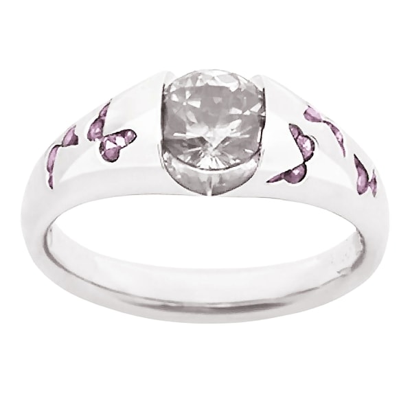 Ring Fjärilsmönster Smycken Tillbehör Legering Cubic Zirconia Fingerband för kvinnor US 8