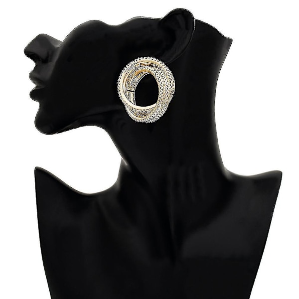 øreringe Hul Ring Twisted Circles Gyldne Metal Øreringe Til Bold