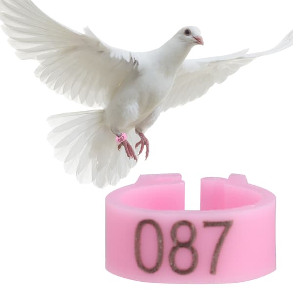 100 st 8 mm Numrerade Rosa Plast Duva Benband Ringar 001-100