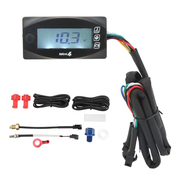 4 i 1 Motorcykel Termometer Motorolja Temp Spänning Tid LCD Digital Display DC12V Universal M16x1.5