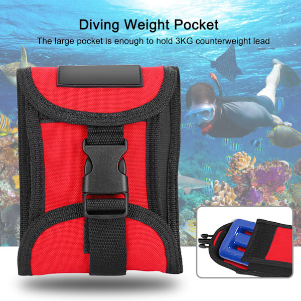 Keep Diving 3kg Sukelluspainovyön Tasku Pikalukko Punainen