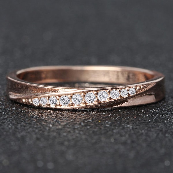 Runde Cubic Zirconia Indlagt Kvinder Bryllup Engagement Finger Ring smykker gave Rose Golden US 10
