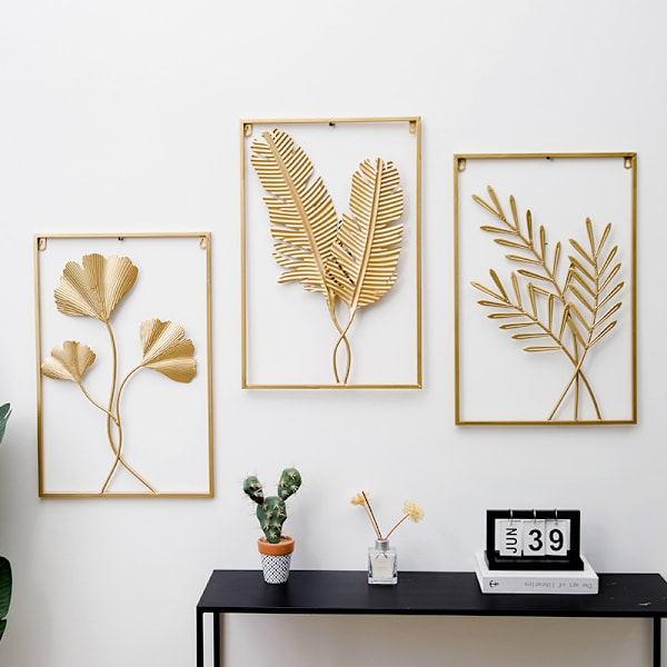 Rautataide olohuoneen kodin seinäkoristelu peltikuistilla seinäteline, vehnäkorva 40*3*60cm,