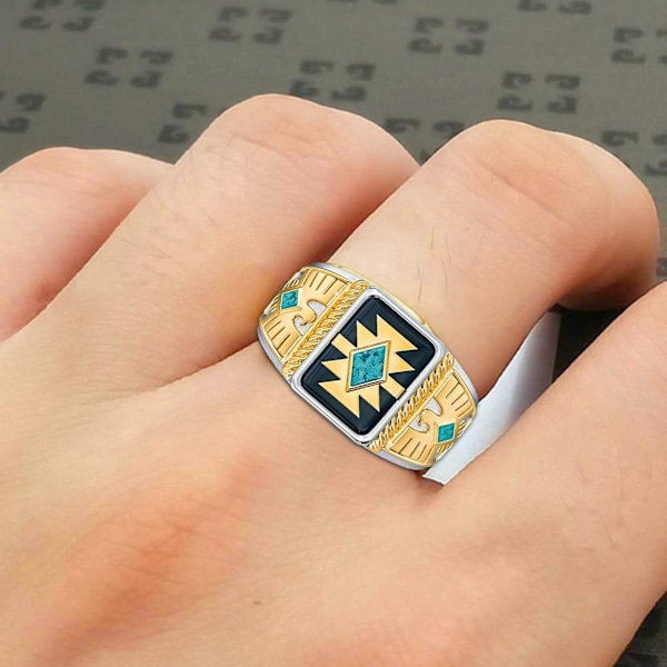 Snidade Knuckle Rings Totem Antik Golden Creative Eagle Snidade Symbol Ring för vardagen US 9