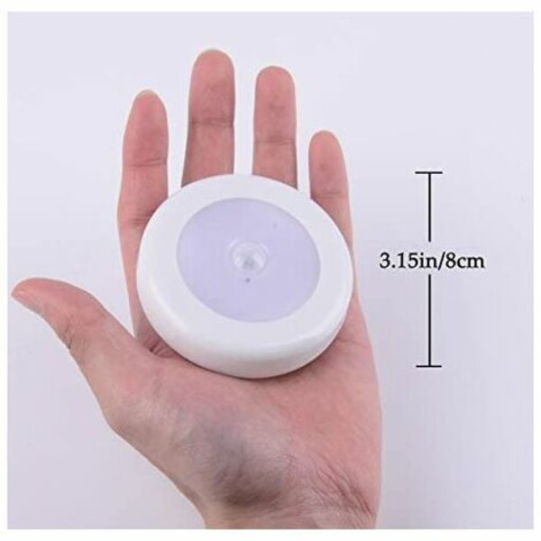 Trådlös rörelsesensor LED-ljus för garderob, trappor, hall, kök, sovrum (3st) (vitt skal (vitt ljus)