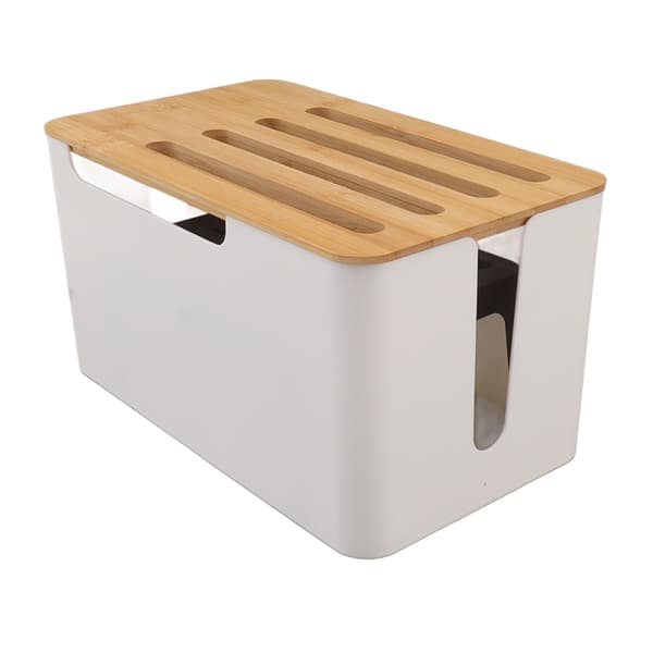 Stor Bambus Router Organizer med Flere Huller til Hjemme WiFi Opbevaring