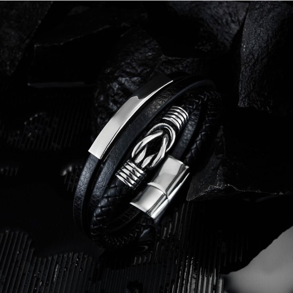 armband, metall, läder, fläta
