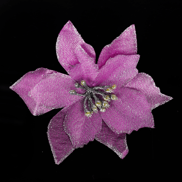 13cm juleblomst Julepynt stof kunstig blomst lilla