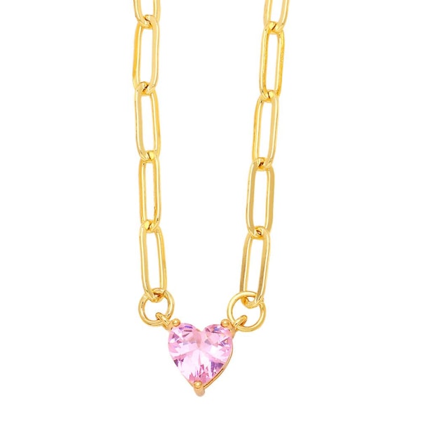 Halskæde Vintage Zircon Heart Stud Fashion smykker Ac8460 Red
