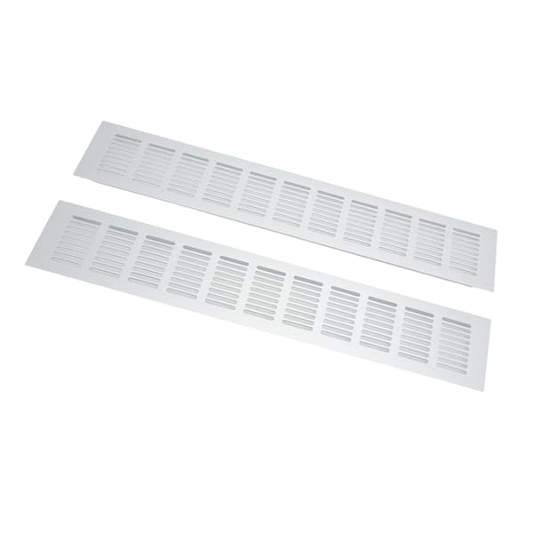 2 stk. luftventilationsrist i aluminiumslegering, rektangulær ventilationsplade til skab, skoskab, skab 80x450mm