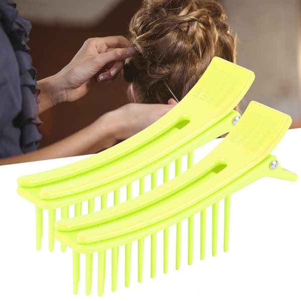 Fluorescerande Grön Hårsektioneringsklämma Stylinggrepp 2-pack