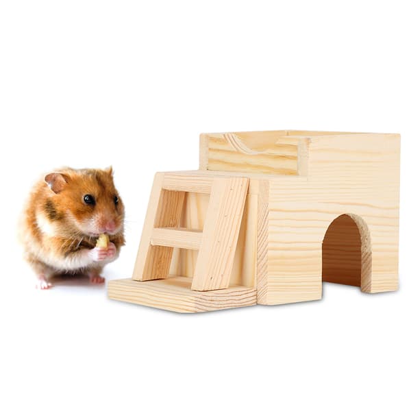 Litet Trä Hamster Säkert Sovhus Leksak Djurtillbehör