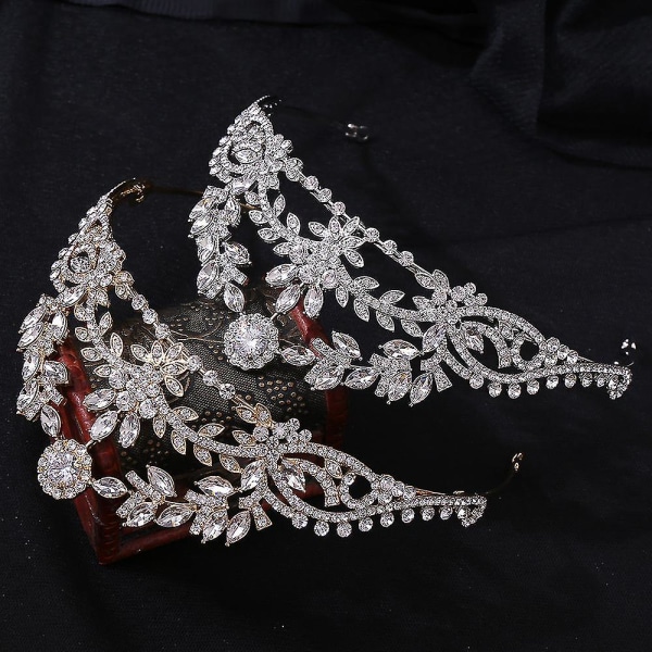 Kronsmycken Brudbröllopstillbehör Enkel Legering Diamant Brudklänning Smycken All-match KC Gold White Zirconium