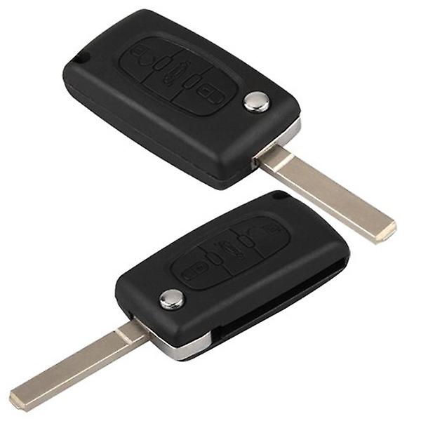 Byte av 3 knappar Case Shell Entry Fob Case Cover med för Peugeot Citroen C2 C3 C4 C5 C6 C8 (svart)