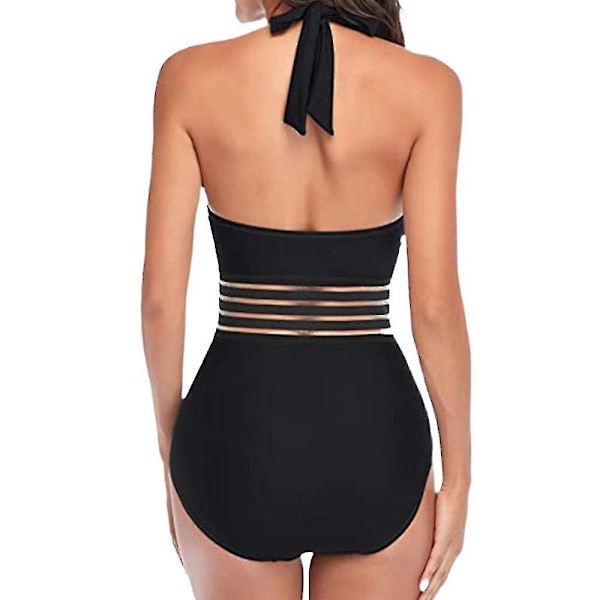 kvinnor Halter Neck Monokini Baddräkt Baddräkt Bandage Beach Badkläder Black S