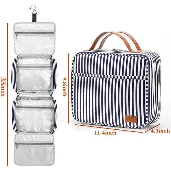 Riippuva matkakosmetiikkalaukku, isokokoinen matkakosmetiikkalaukku naisille, 4 lokeroa ja 1 vahva koukku, täydellinen