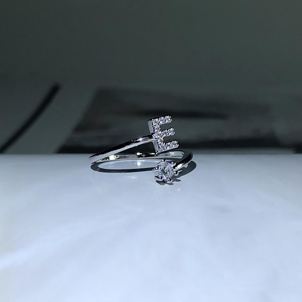 Ring Justerbar Open End Koppar Brev Kvinnor Finger Smycken För Dejting F