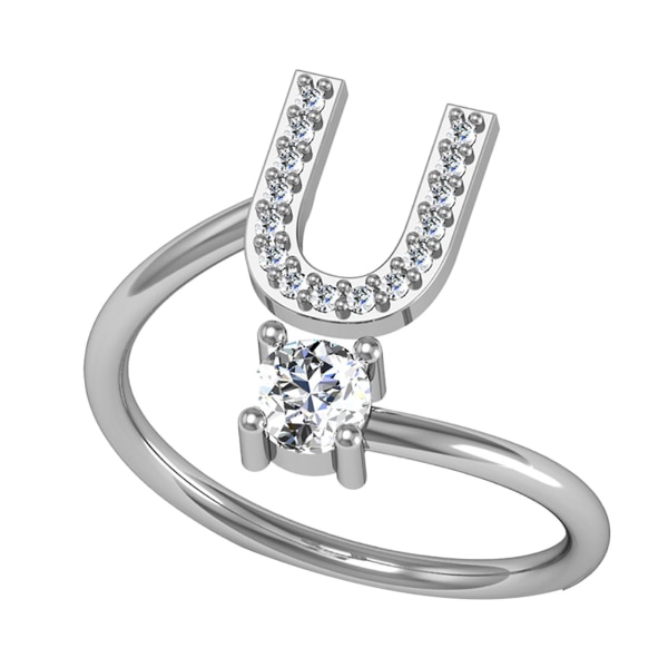Ring Justerbar Open End Koppar Brev Kvinnor Finger Smycken För Dejting U