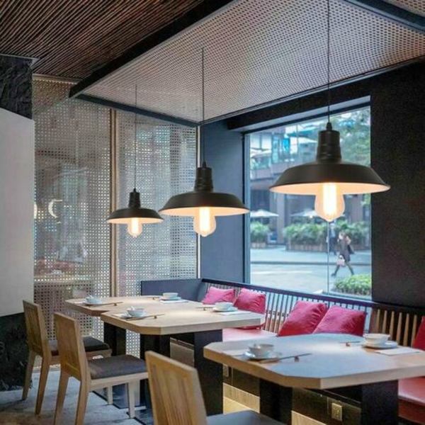 Set med 2 metall taklampa E27 ljuskrona för sovrum korridor vardagsrum bar svart - svart