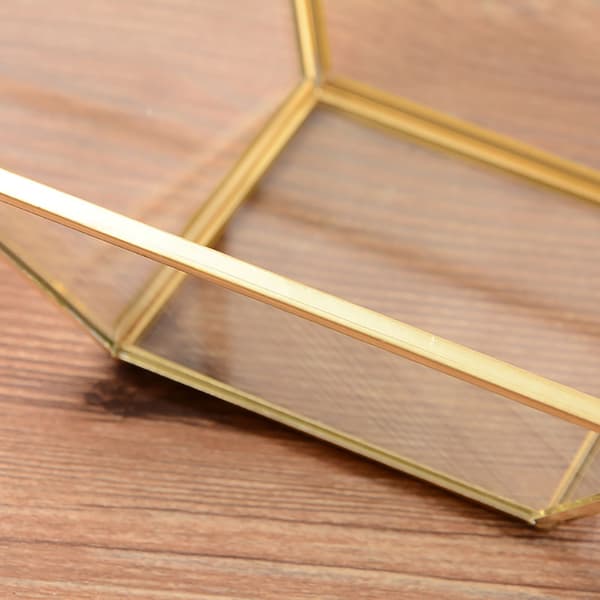 Geometrisk Transparent Glas Blomlåda Ringbox Bröllop Smycken Förvaring Heminredning