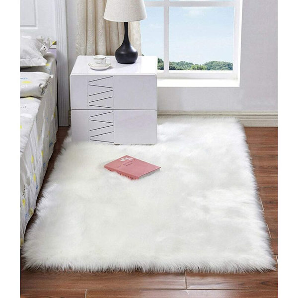 Heminredning Vit Ultramjuk matta Barnrumsmatta Sovrum Vardagsrumsmatta (Vit,90x60cm)