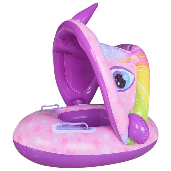 Baby Pool Float med avtagbar solskydd tecknad uppblåsbar simring Baby Pool Float Ring