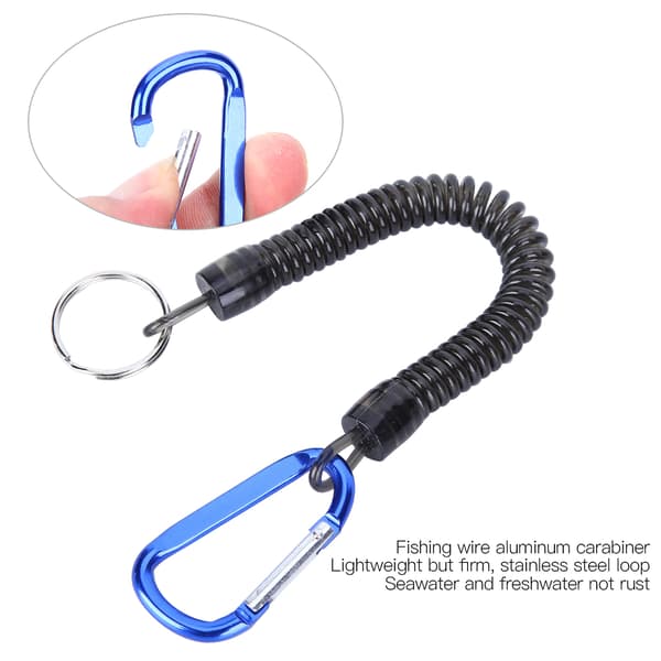 Saknat 90cm Flexibel Karbinhake Koppellina Anti Lost Strap Blå Hängande Spänne