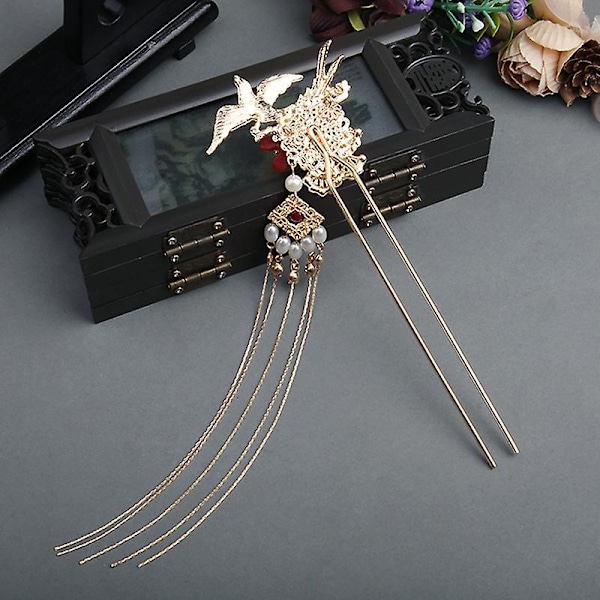 2021 New Hanfu hårnål Daily Wear Pearl Decor Step Shake Flower Shake Lång tofs hårtillbehör