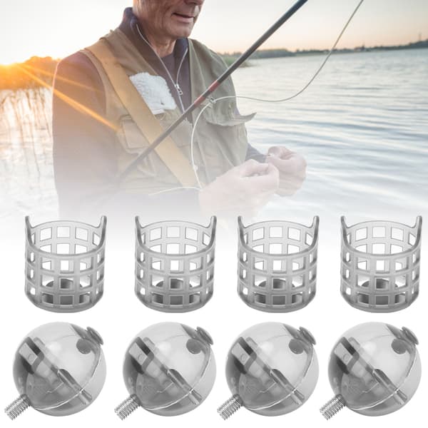 4 stk. PE Plastik Bærbare Fiskefoder Lokkemad Bur Tackle Tilbehør med Vægte