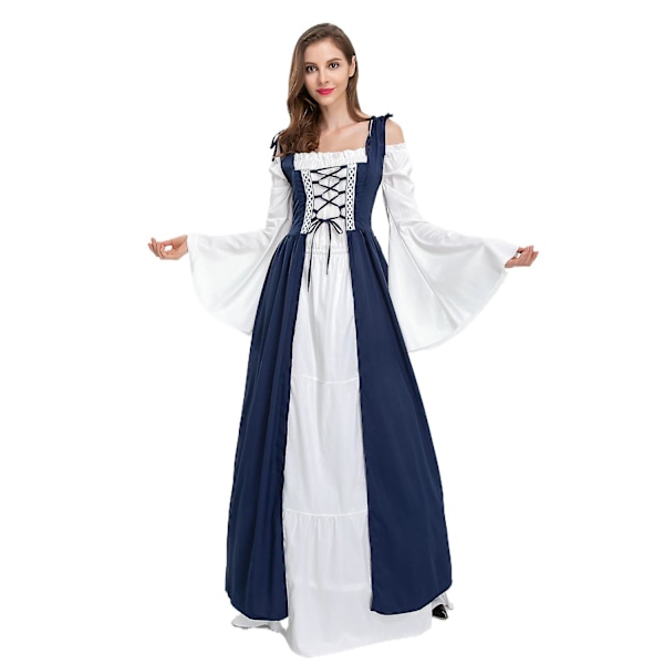 Halloween-asu Keskiaikainen renessanssin vintage mekko dark blue S