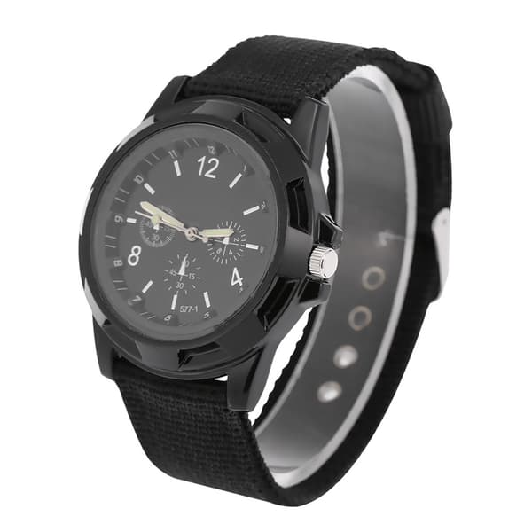 Militär Nylonrem Analog Digital Klocka Svart