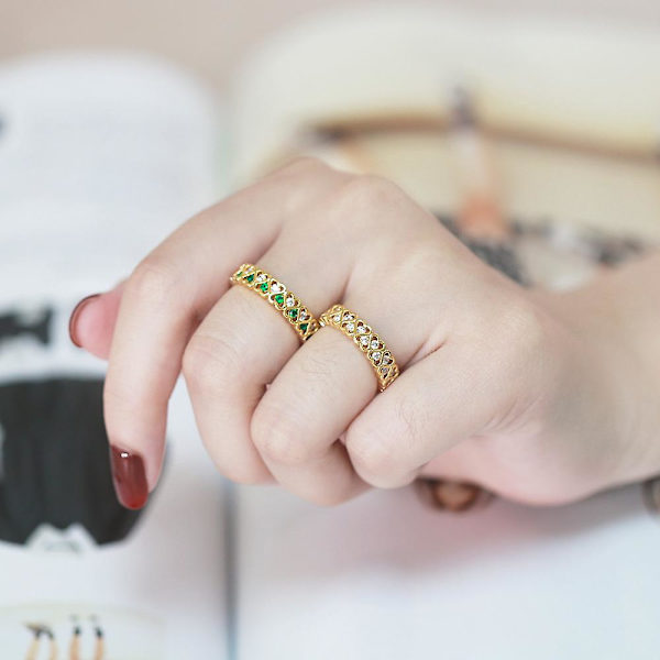 Ring Vintage Zircon Heart Stud Modesmycken Ac9721