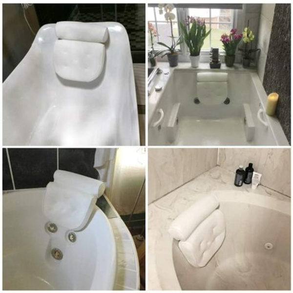 Kylpytyyny Ylellinen kylpy- ja spa-tyyny 4D Air Mesh -teknologialla ja 7 imukuppia Tuki päähän, selkään, hartioihin,