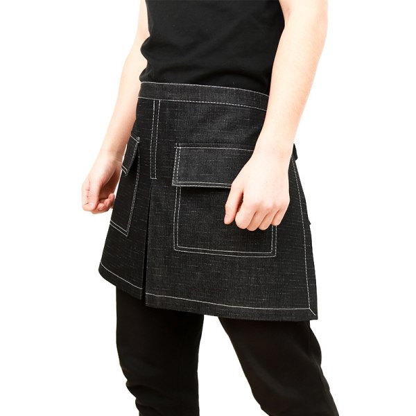 Halvlångt förkläde restaurang mjölkte servitör frisör manikyr jeansförkläde overall(svart,60*38cm),