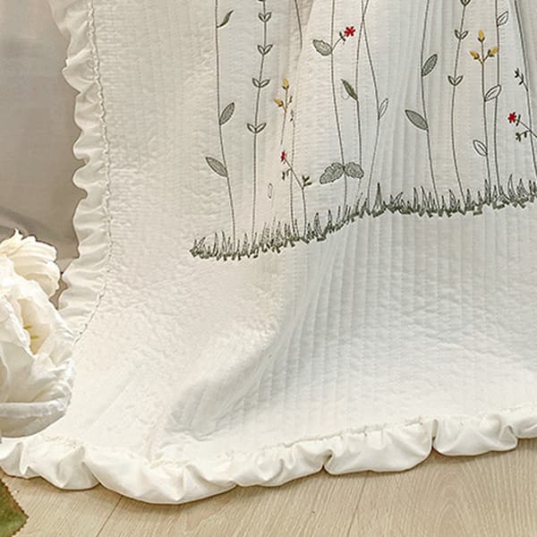 Elegant Tencel-brodert bomullsdyne - Hvit med 2 putevar