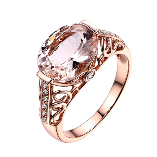 Kvinnor Ring Faux Morganite ihåliga smycken galvanisering långvarig fingerring för bröllop US 9
