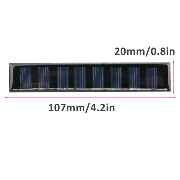 6 st Solpaneler för utomhusbruk, bärbara, nödpaneler, polykisel, 0,3W 4V, laddningsbara, 2,4V 3V batteri, 107x20MM