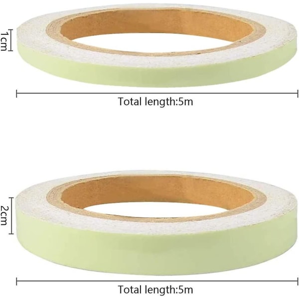 2 stk Glow In The Dark Tape - Lysende Grøn Selvklæbende Tape 10m To ruller Glow In The Dark Tape - Aftagelig/vandtæt/fotoluminescerende