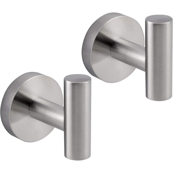 Set med 2 solid rostfritt stål Robe Krok Robe Krokar Handdukskrokar Badrumsväggkrok för badrum och kök V1A01 (Silve