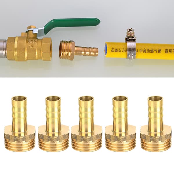 5 st mässingsslangkoppling G1/2 till 10 mm vattenrörsadapter